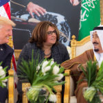 Saudi Arabia's King Salman bin Abdulaziz Al Saud meets with U.S. President Donald Trump during a reception ceremony in Riyadh