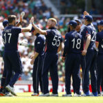 England's Ben Stokes and team mates celebrate taking the wicket of Bangladesh's Soumya Sarkar