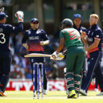 England's Ben Stokes and team mates celebrate taking the wicket of Bangladesh's Soumya Sarkar