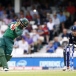 Bangladesh's Tamim Iqbal hits a six