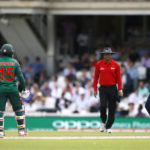 England's Ben Stokes with Bangladesh's Mushfiqur Rahim and Tamim Iqbal
