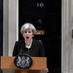 Britain's Prime Minister Theresa May speaks outside 10 Downing Street after an attack on London Bridge and Borough Market left 7 people dead and dozens injured in London