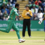 Pakistan's Mohammad Amir celebrates the wicket of Sri Lanka's Niroshan Dickwella